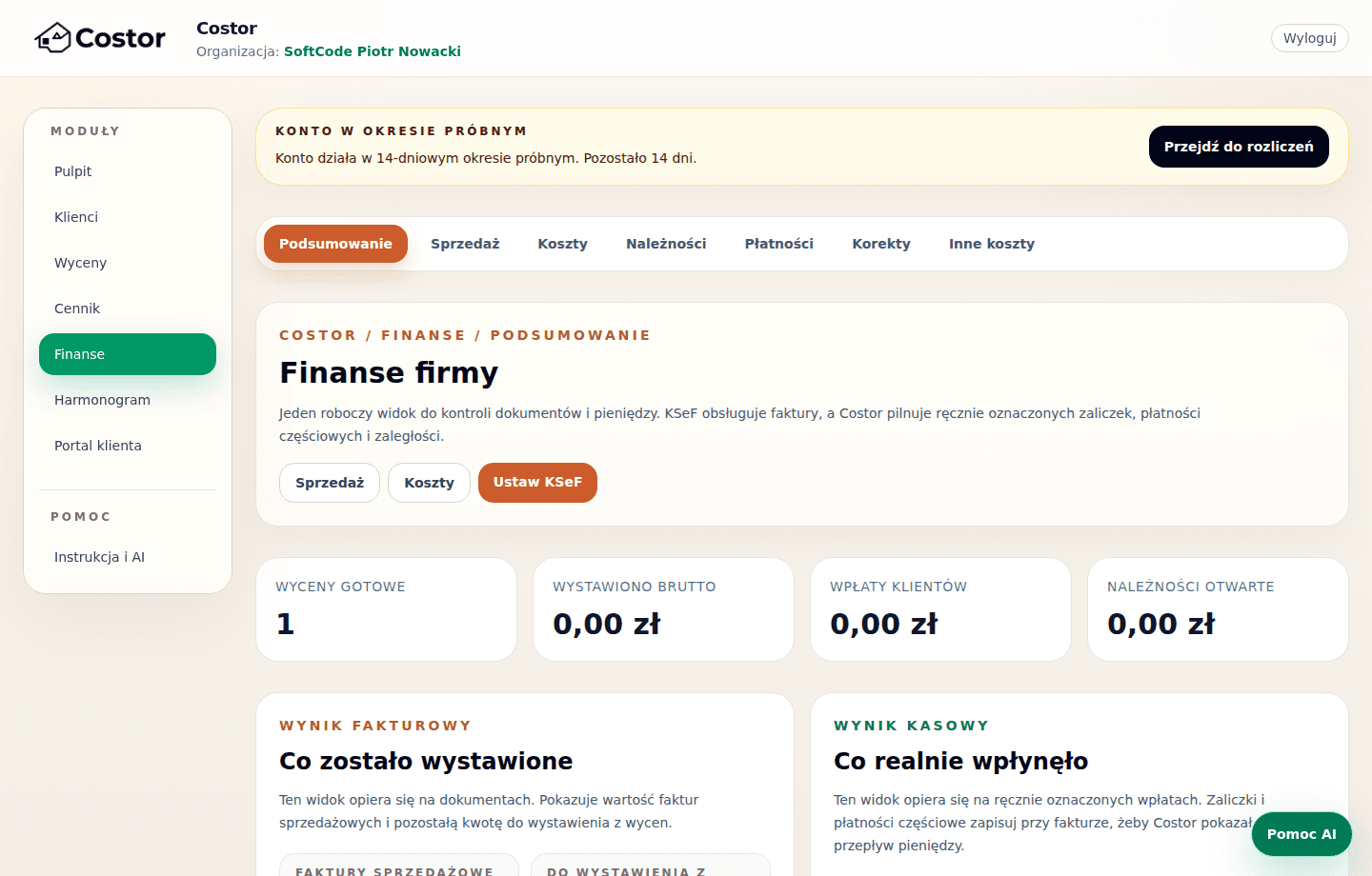 Costor - Finanse